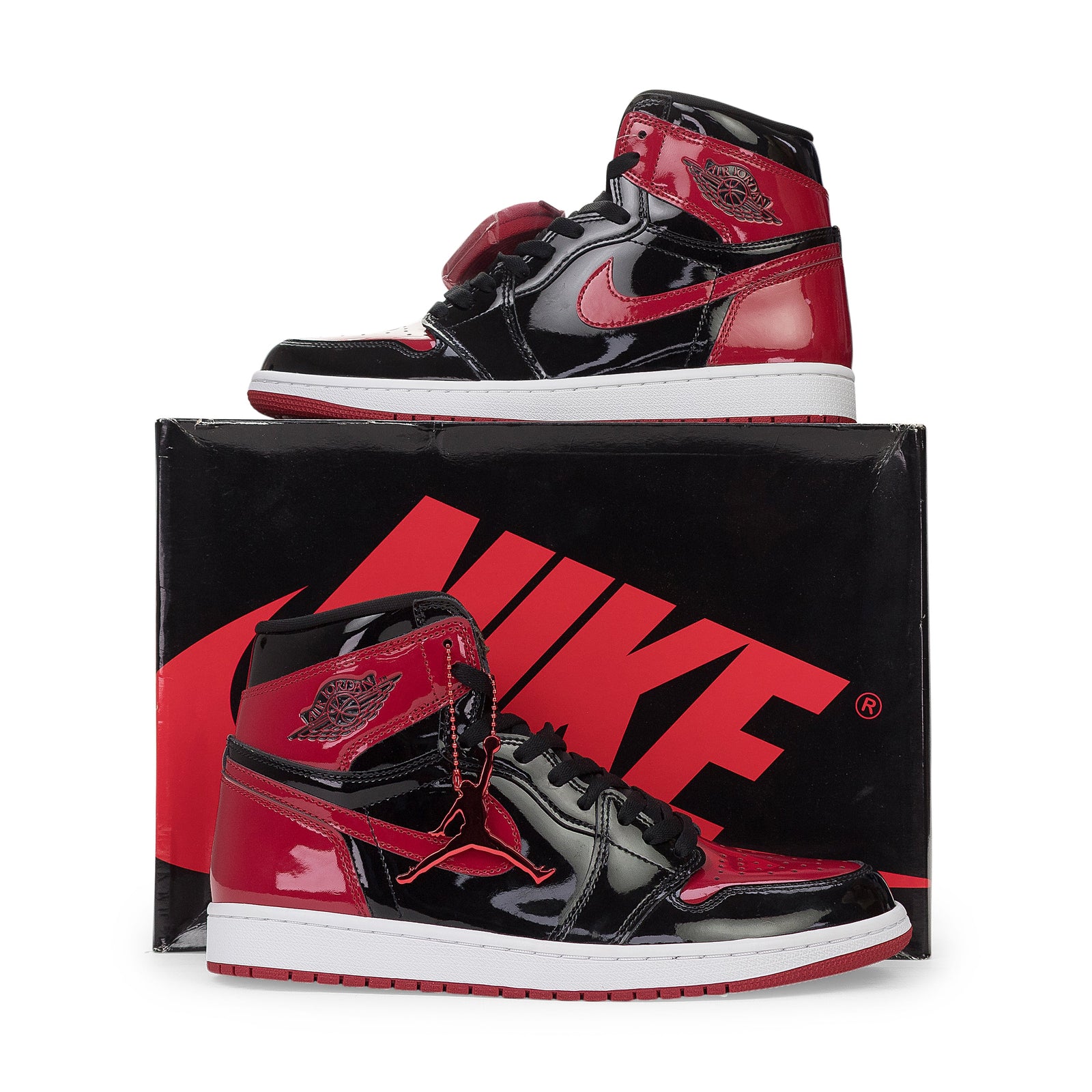 BLACK/RED PATENT BRED 1 SNEAKERS